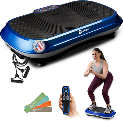 Waver Vibration Plate Exercise Machine for Lymphatic Drainage, Muscle Activation, Full-Body Workout Vibrating Platform with Loop Bands, Fitness Equipment for Strength Toning & Fat Loss
